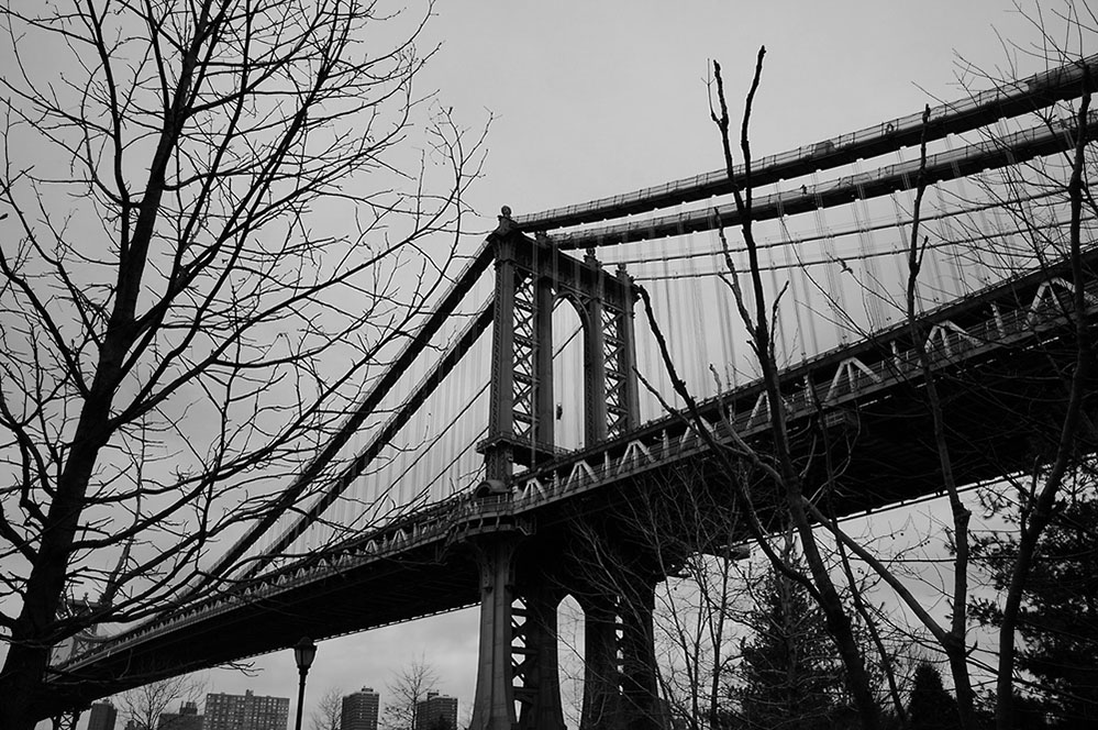 Manhattan Bridge, Black and White, Brooklyn, New York City