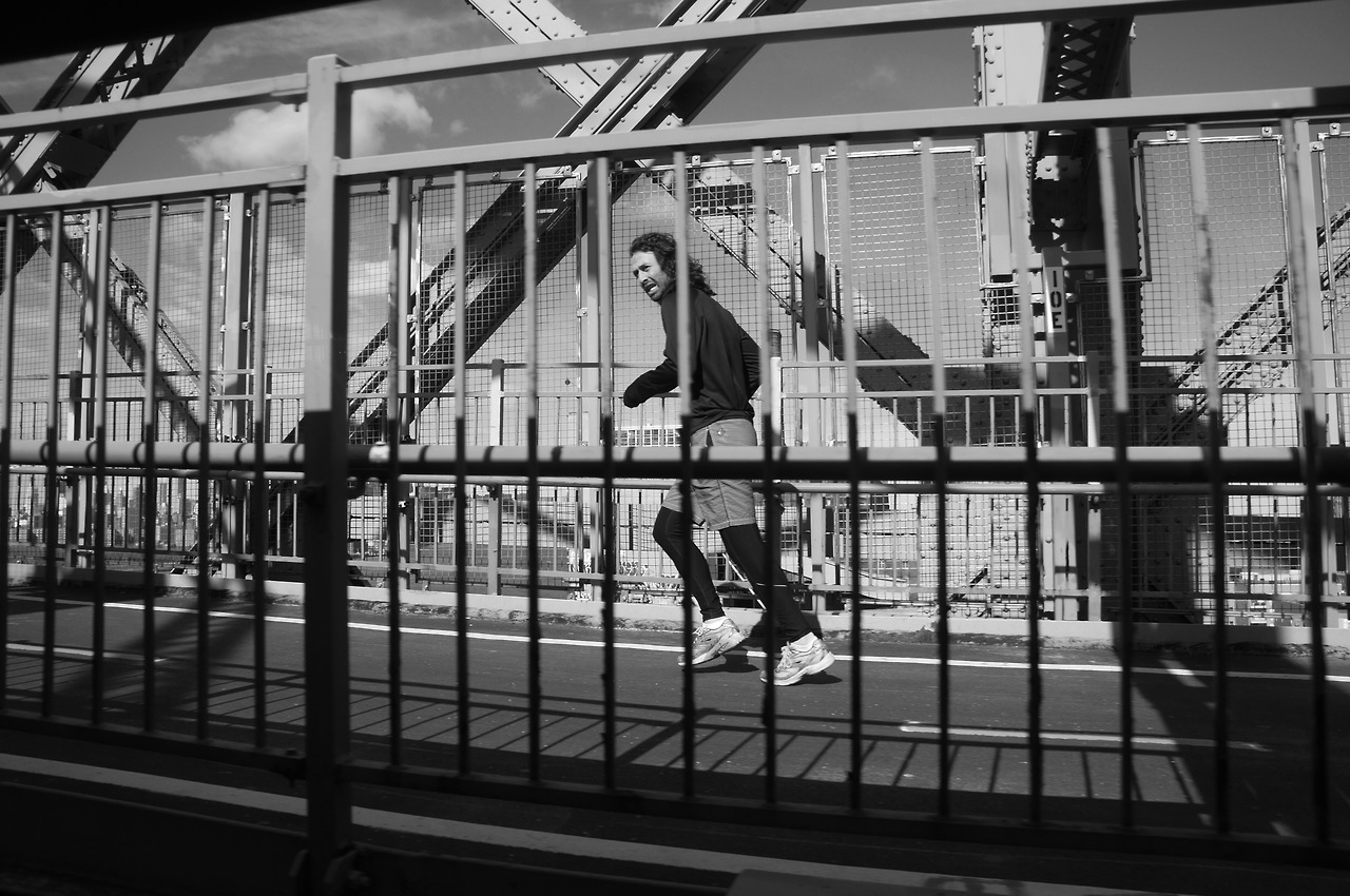 Jogger on the Manhattan Bridge, New York City